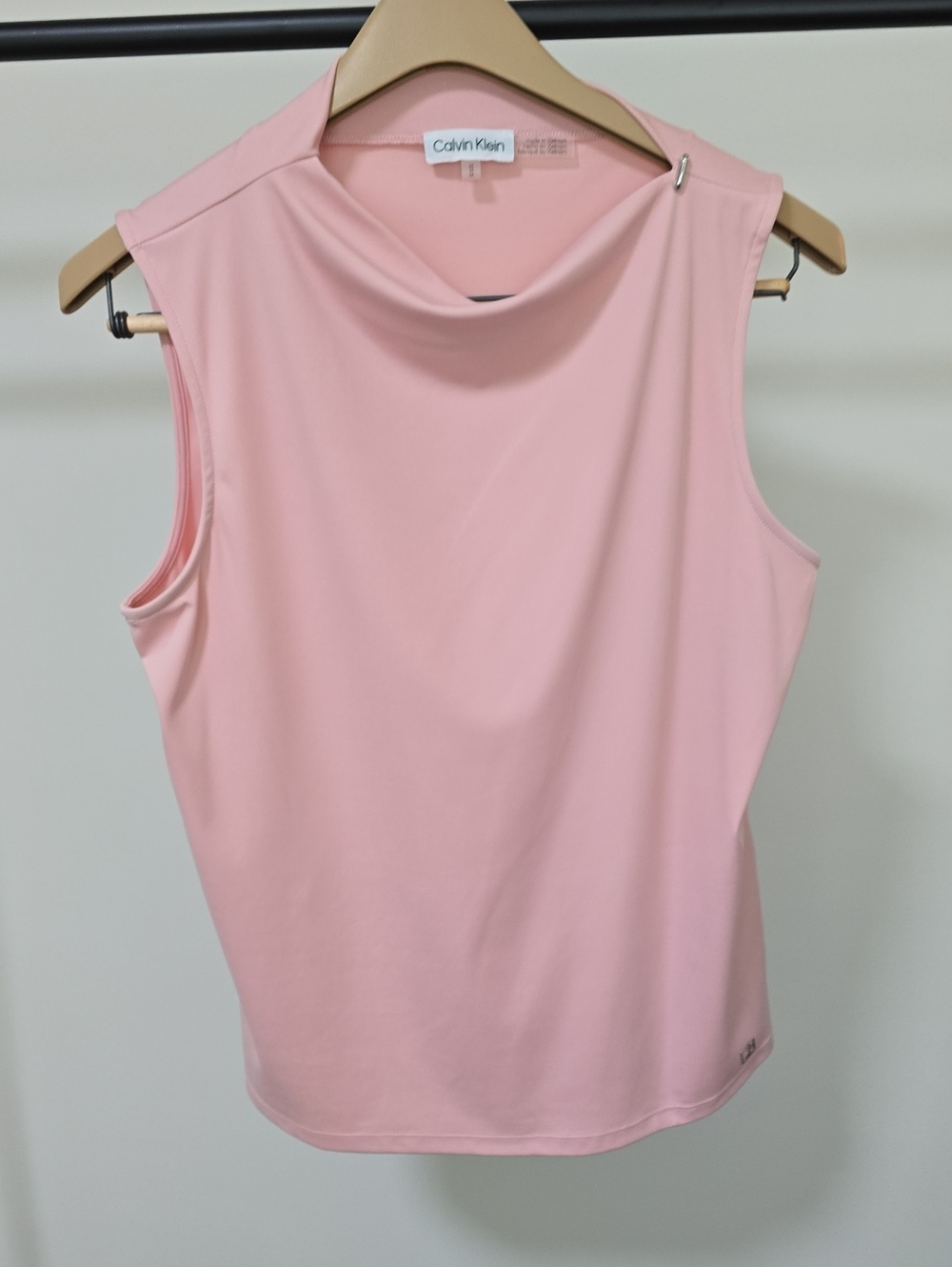 Calvin Klein Soft Pink Sleeveless Draped Neck Tank